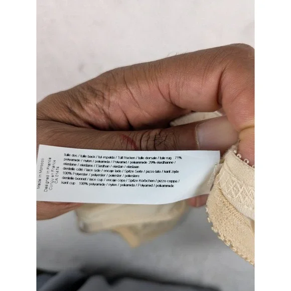 NWT Chantelle Nude Lace Sheer Full Coverage Underwire‎ Bra 34B French Creation